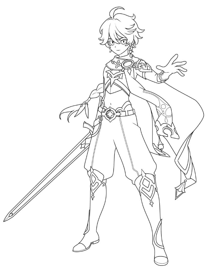 Aether di Genshin Impact da colorare