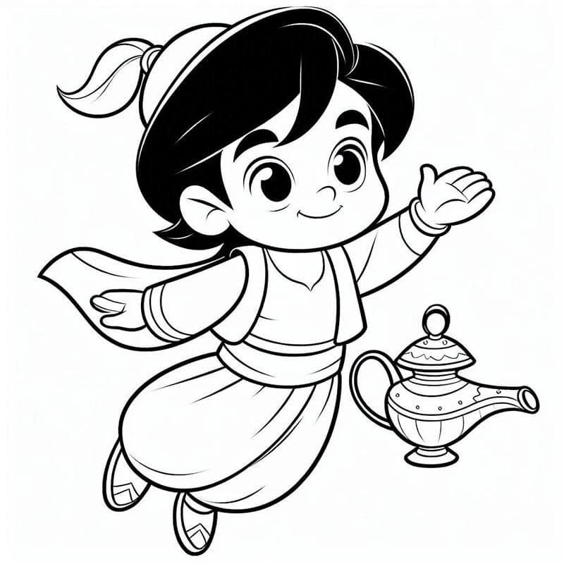 Aladdin per Bambini di 3 Anni da colorare