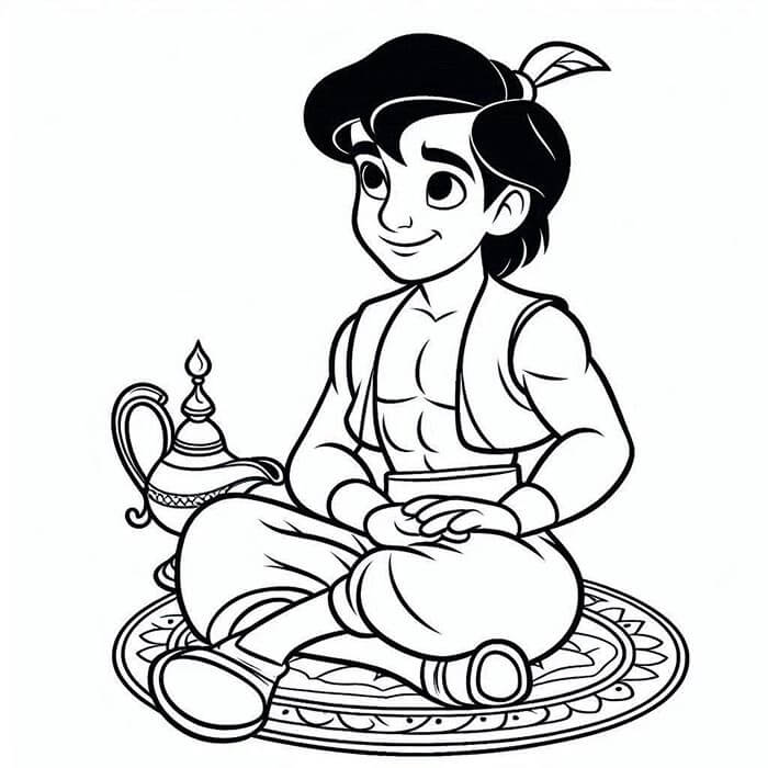 Aladdin per Bambini di 5 Anni da colorare