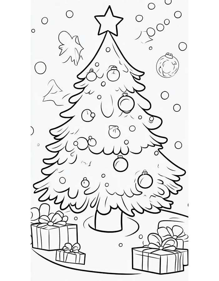 Albero di Natale Incantevole da colorare