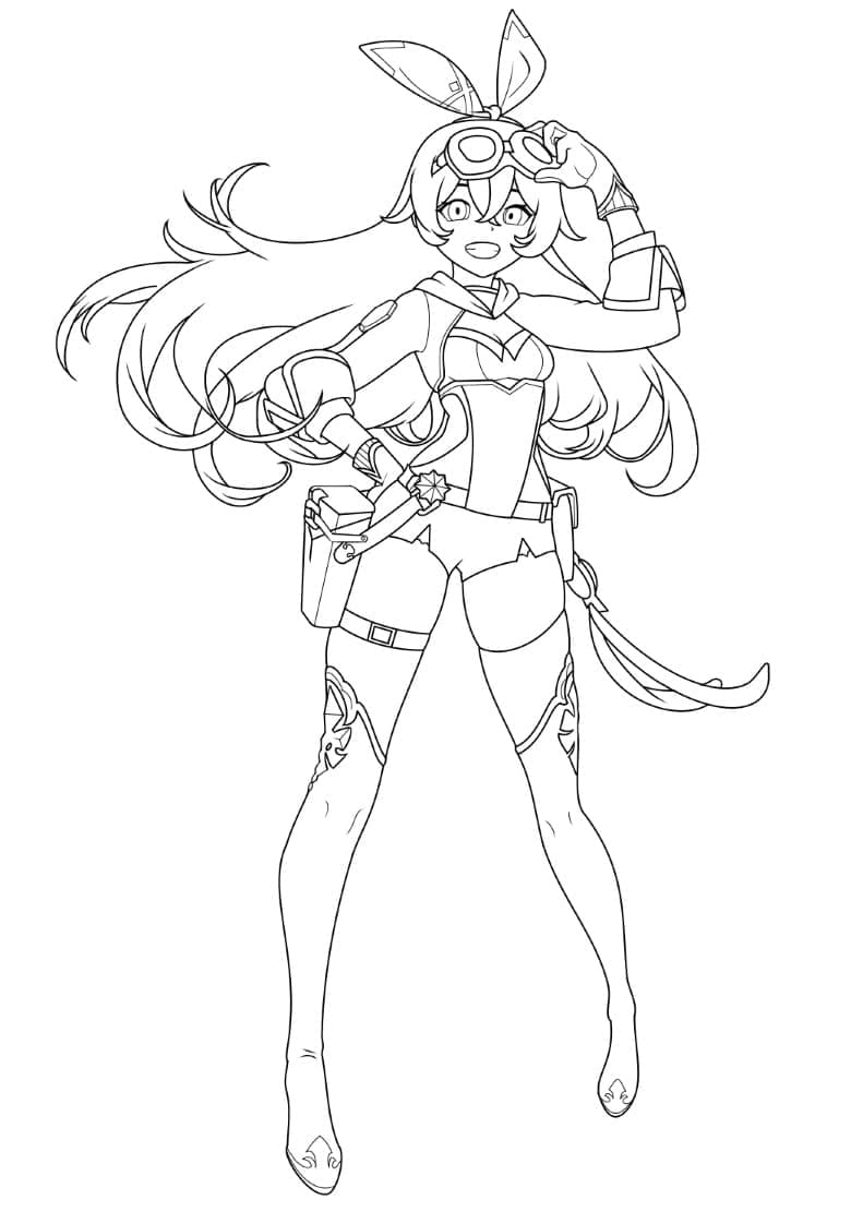 Amber di Genshin Impact da colorare