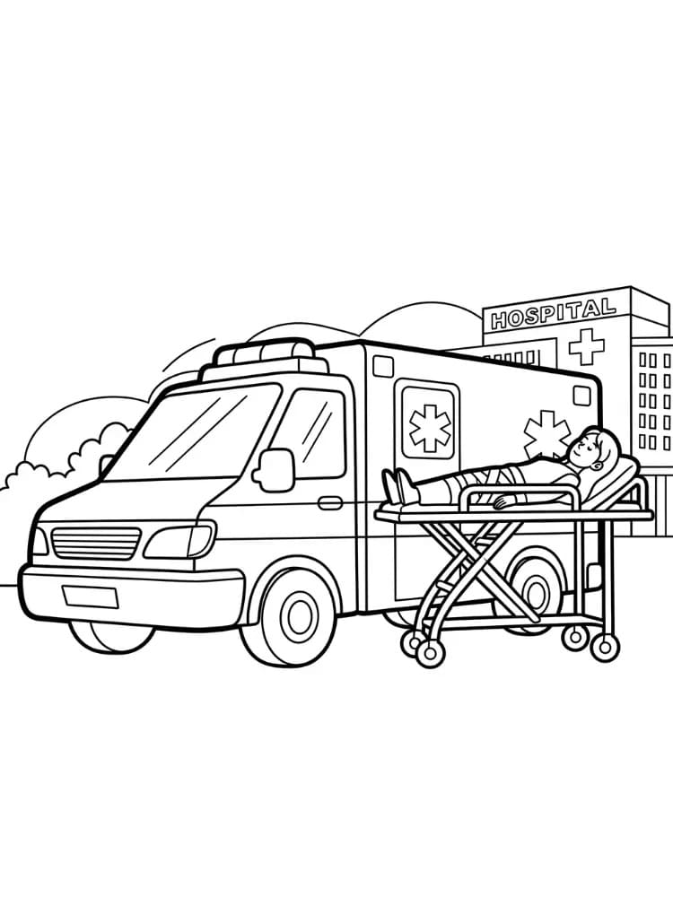 Ambulanza Facile da colorare