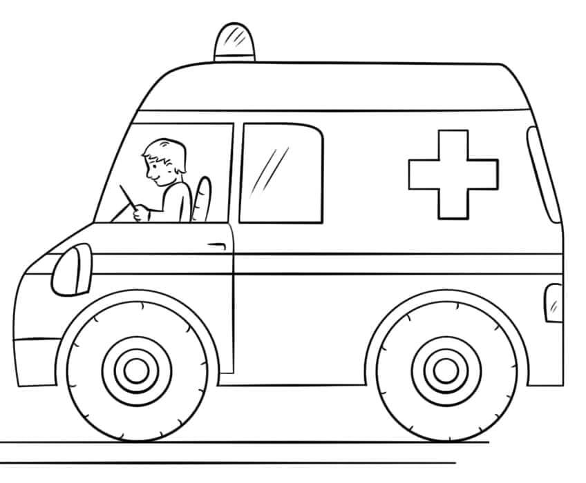 Ambulanza di emergenza da colorare