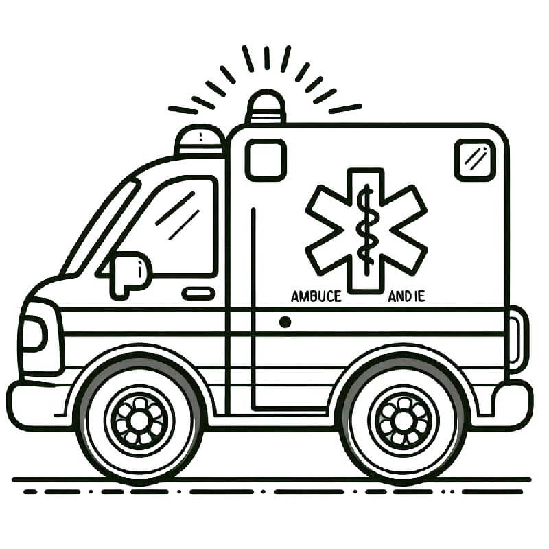 Ambulanza per Bambini di 6 Anni da colorare