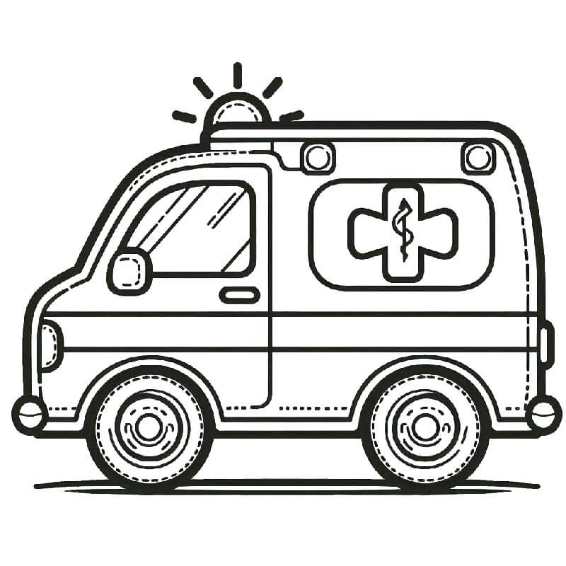 Ambulanza sulla strada da colorare