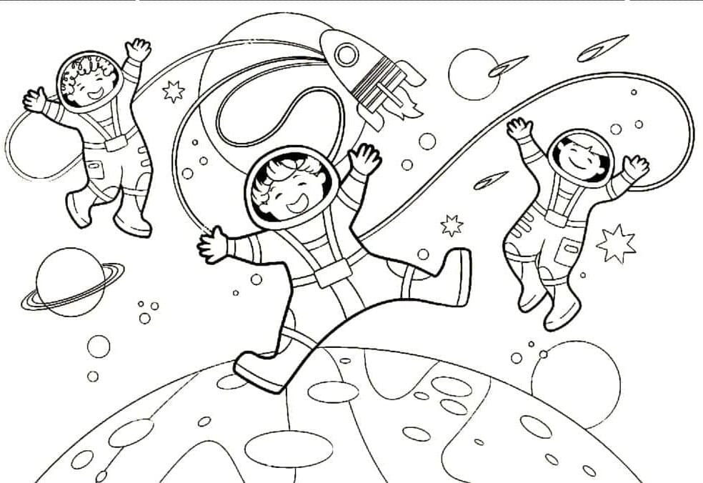Astronauta Facile da colorare