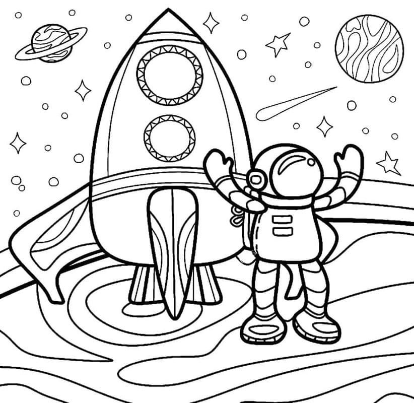 Astronauta Stampabile Gratuito da colorare