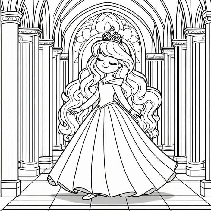 Aurora La Bella Addormentata nel bosco da colorare