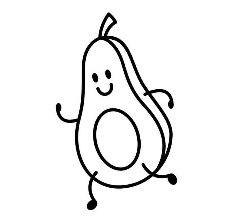Avocado Stampabile Libero da colorare