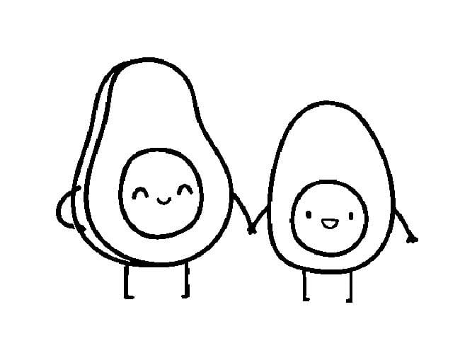Avocado carino da colorare