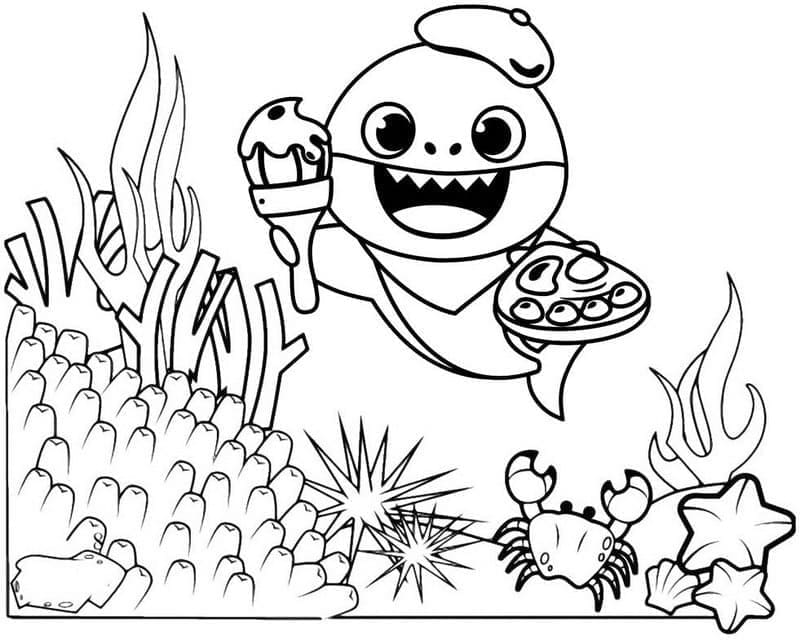 Baby Shark per bambini di 6 anni da colorare