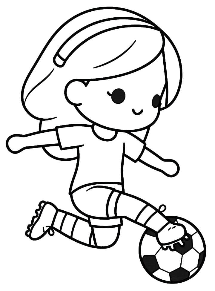 Bambina e calcio da colorare