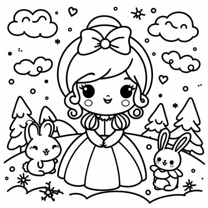 Biancaneve per Bambini di 5 Anni da colorare