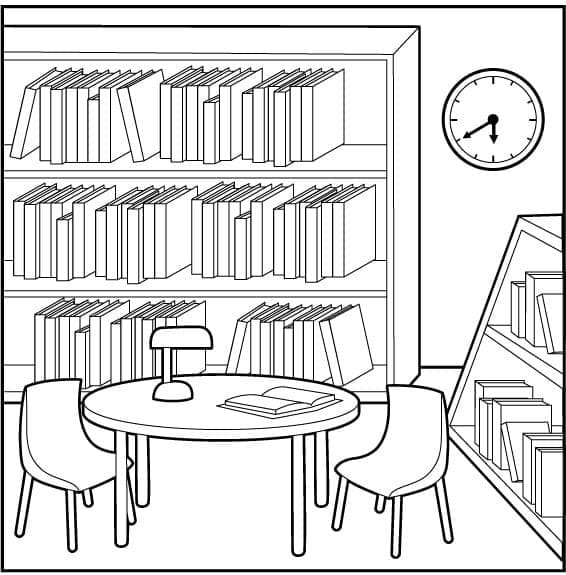 Biblioteca per Ragazzini da colorare