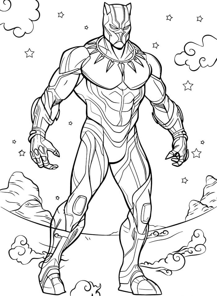 Black Panther per Bambini di 4 Anni da colorare