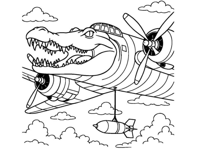 Brainrot Bombardiro Crocodillo da colorare