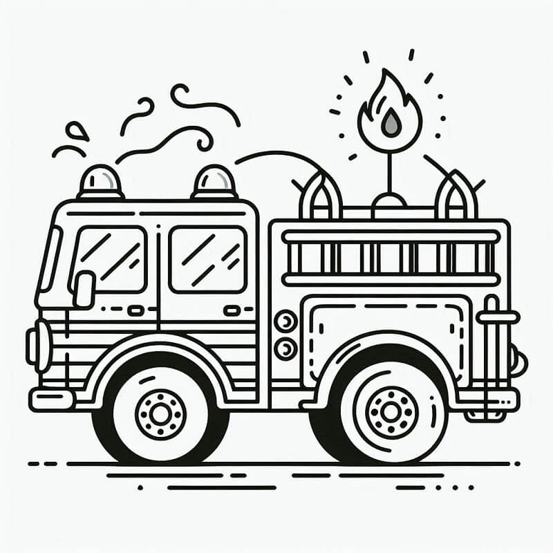 Camion dei Pompieri Stampabile per Bambini da colorare