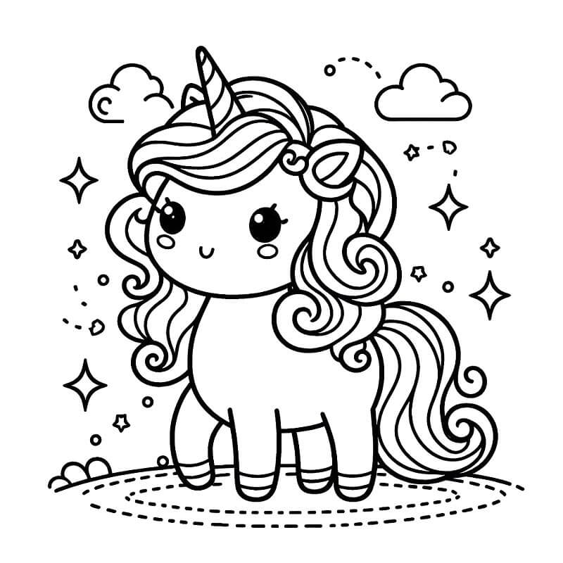 Carino unicorno felice da colorare