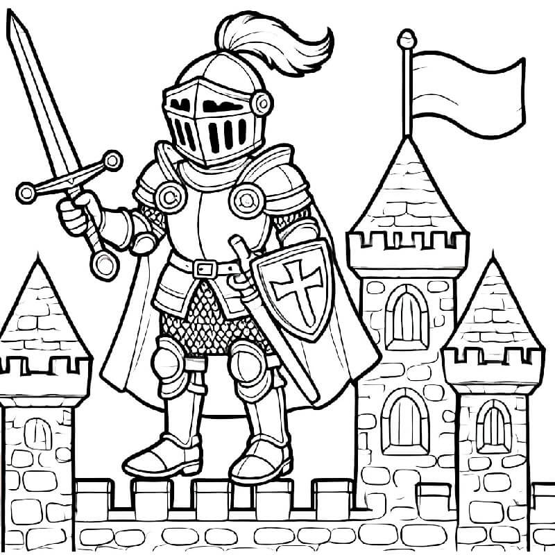 Cavaliere per Bambini di 1 Anno da colorare