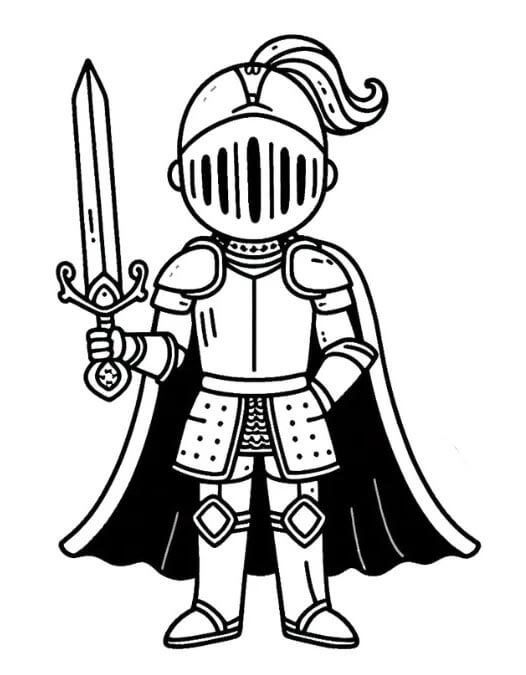 Cavaliere per Bambini di 3 Anni da colorare