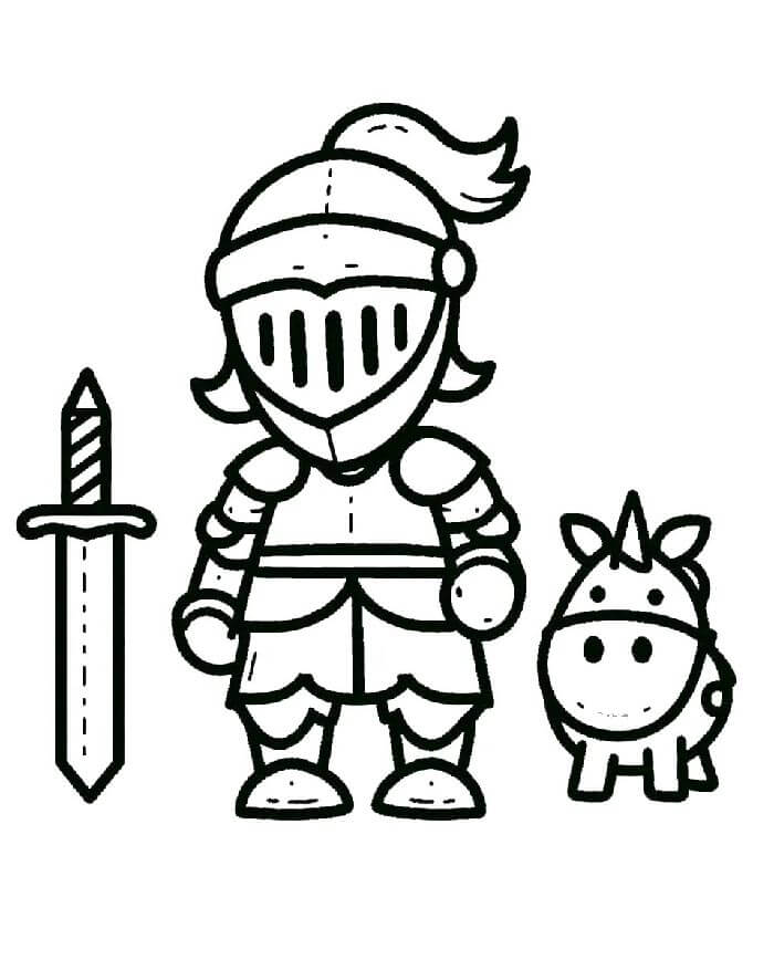 Cavaliere per Bambini di 5 Anni da colorare