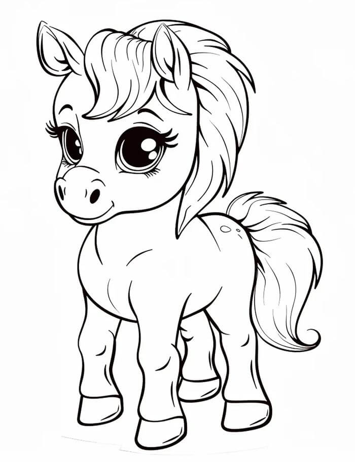 Cavallo per Bambini di 3 Anni da colorare