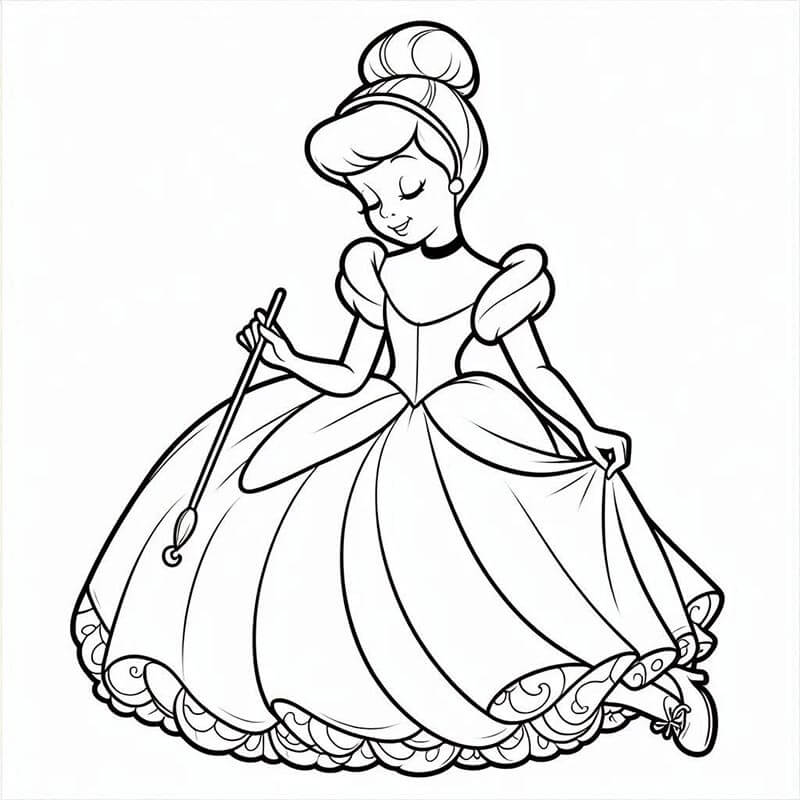 Cenerentola Stampabile per Bambini da colorare