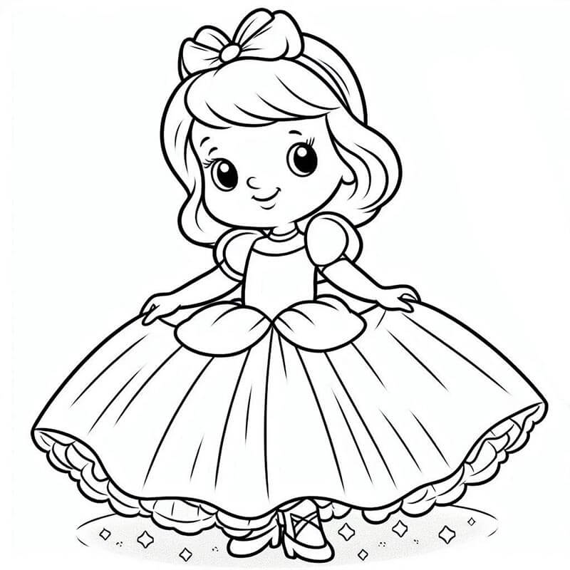 Cenerentola per Bambini di 1 Anno da colorare
