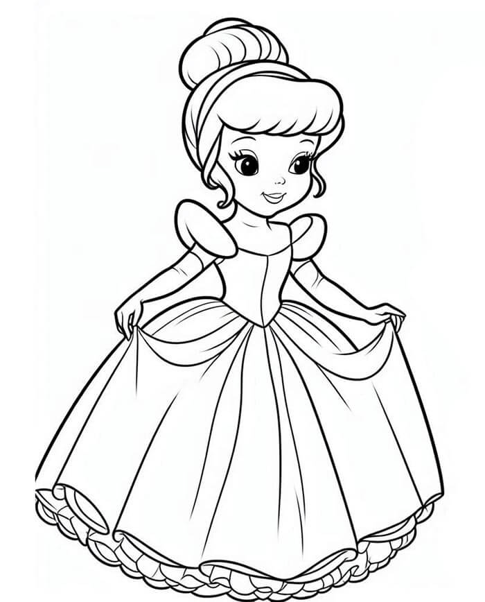 Cenerentola per Bambini di 2 Anni da colorare