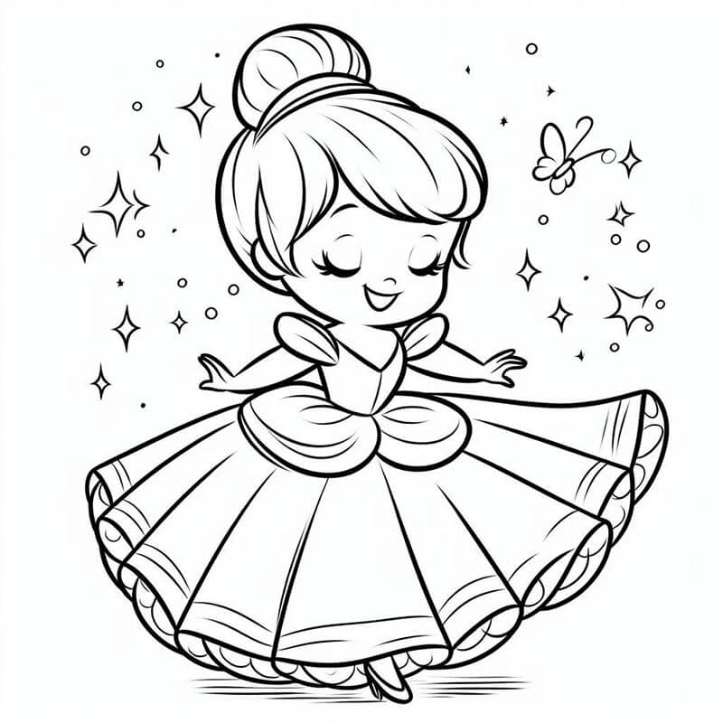 Cenerentola per Bambini di 3 Anni da colorare