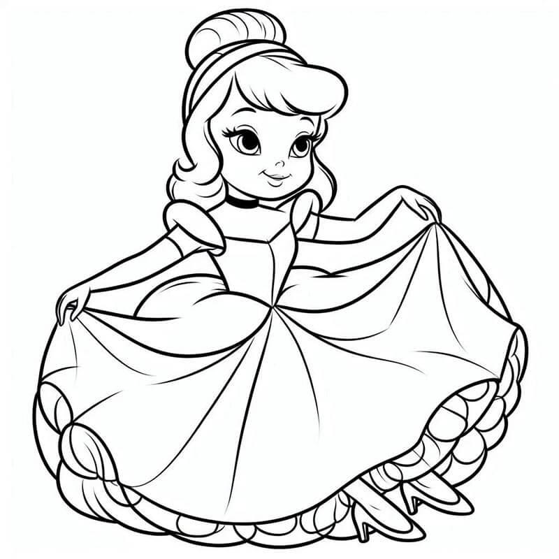 Cenerentola per Bambini di 4 Anni da colorare