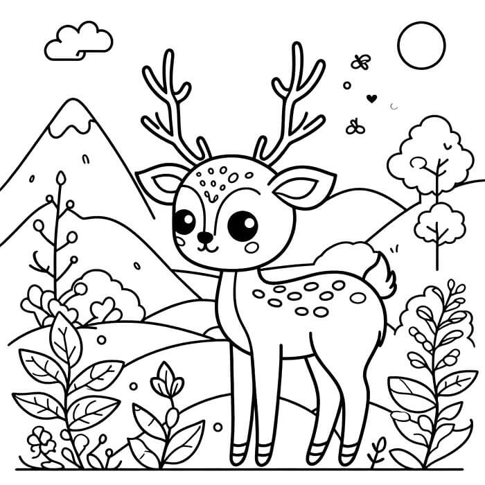 Cervo Stampabile Gratis da colorare