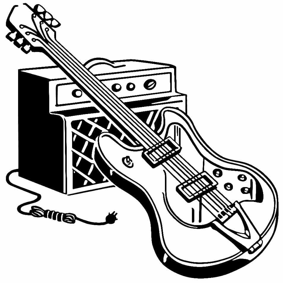Chitarra da stampare da colorare