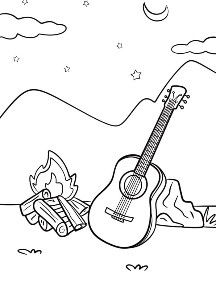 Chitarra facile da colorare