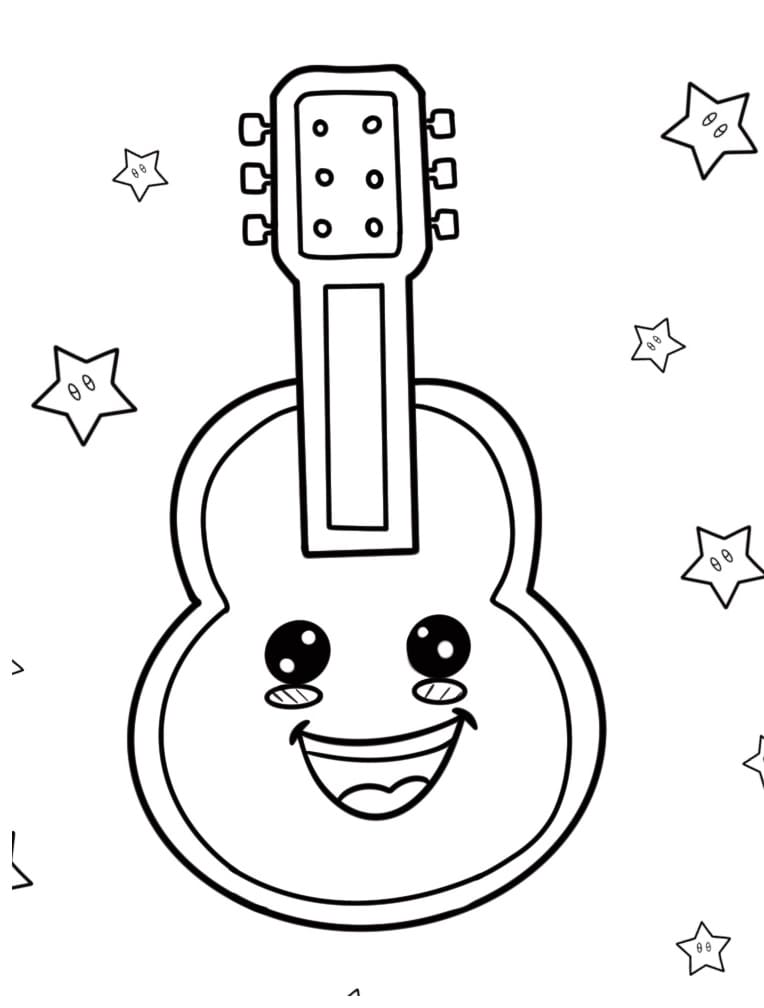 Chitarra semplice da colorare