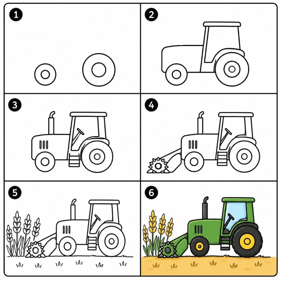 Impara a Disegnare un Trattore Passo Dopo Passo