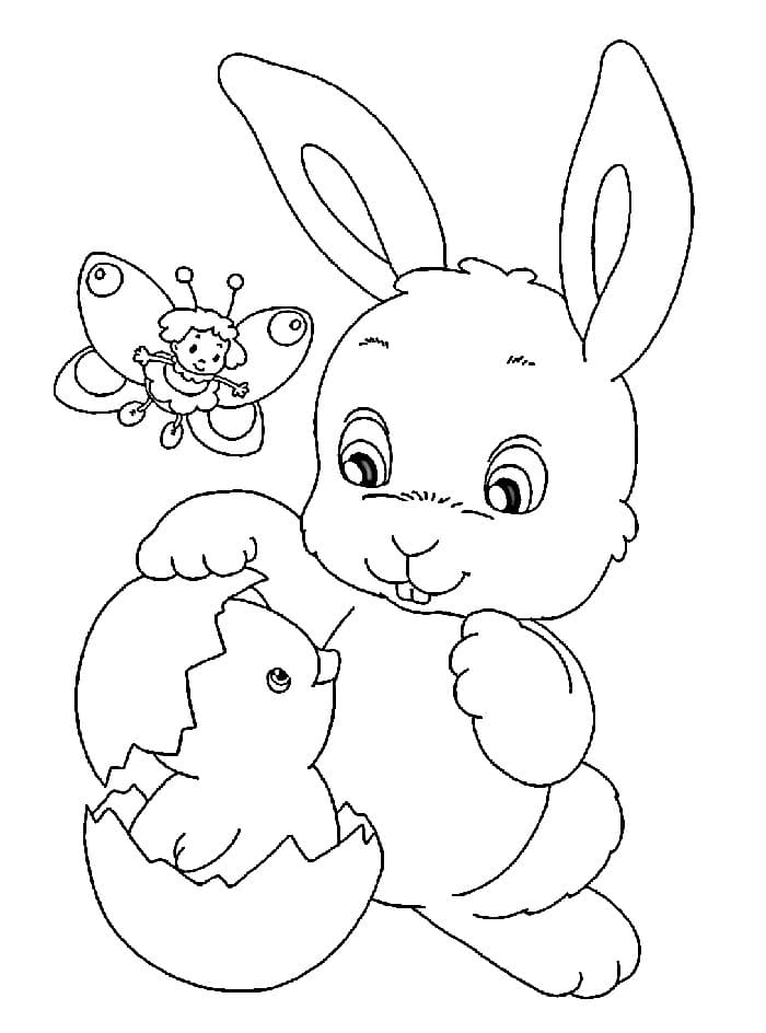 Coniglio di Pasqua Felice da colorare