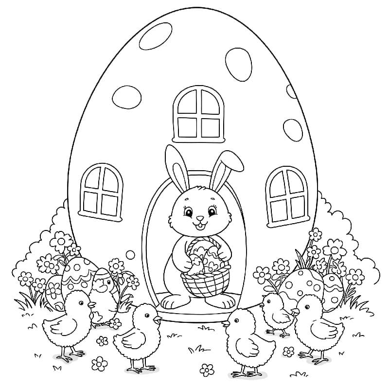 Coniglio di Pasqua Gratis Stampabile da colorare