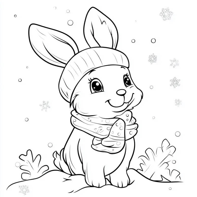 Coniglio invernale da colorare
