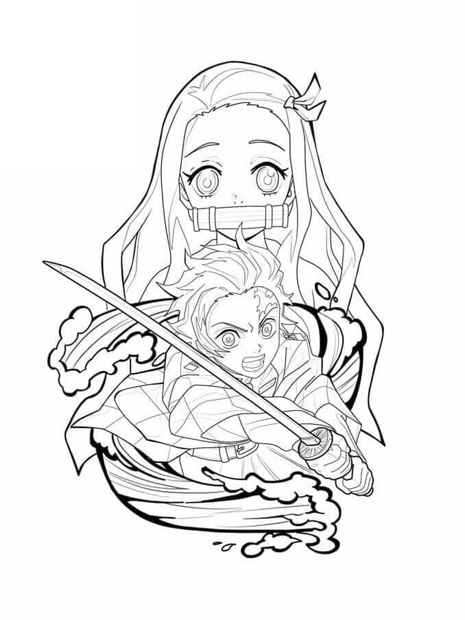 Demon Slayer Gratuito per Bambini da colorare