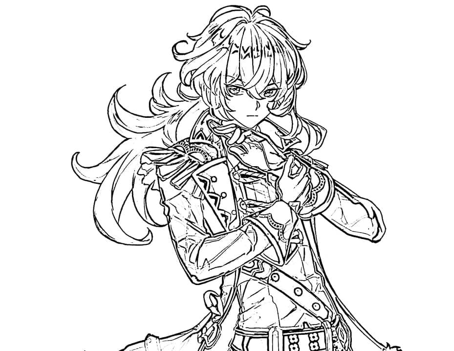 Diluc di Genshin Impact da colorare