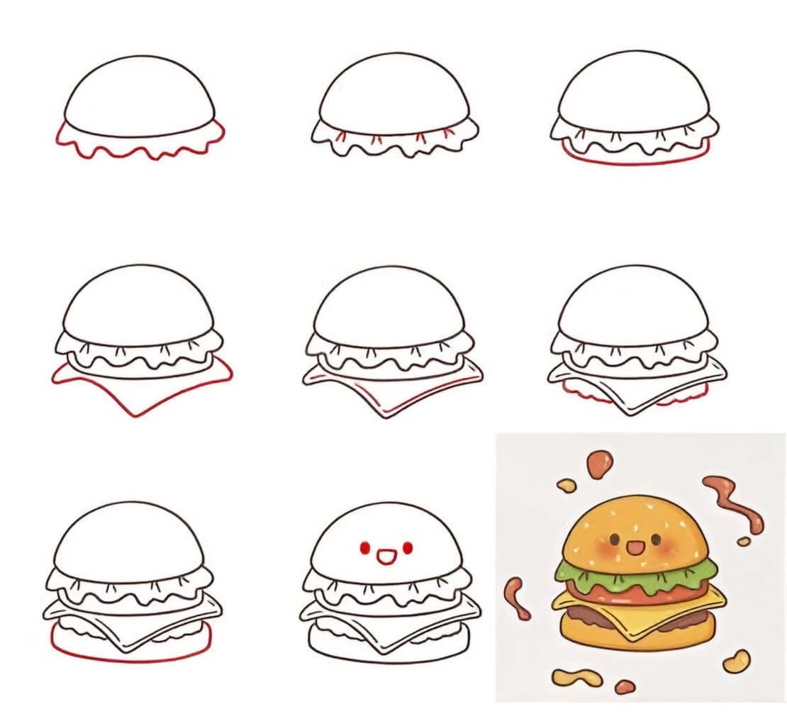 Disegnare un Hamburger Kawaii: Guida Semplice per Tutti