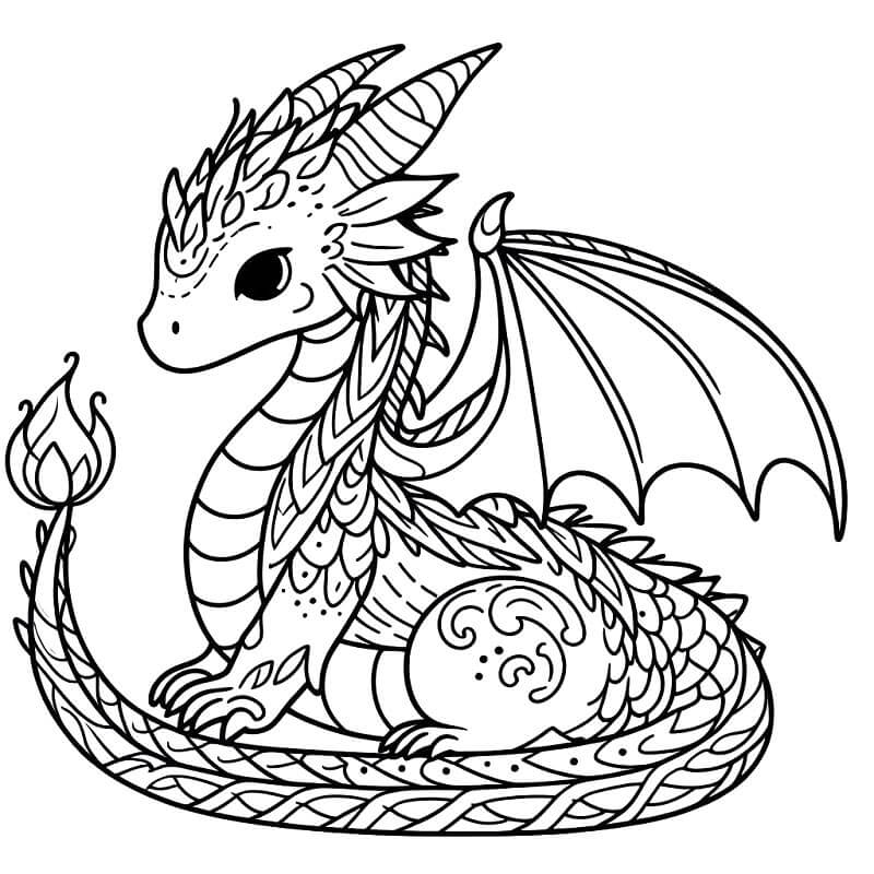 Drago per Bambini di 6 Anni da colorare