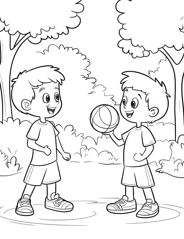 Due ragazzi giocano a calcio da colorare