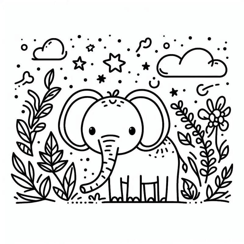 Elefante Gratuito da Stampare da colorare