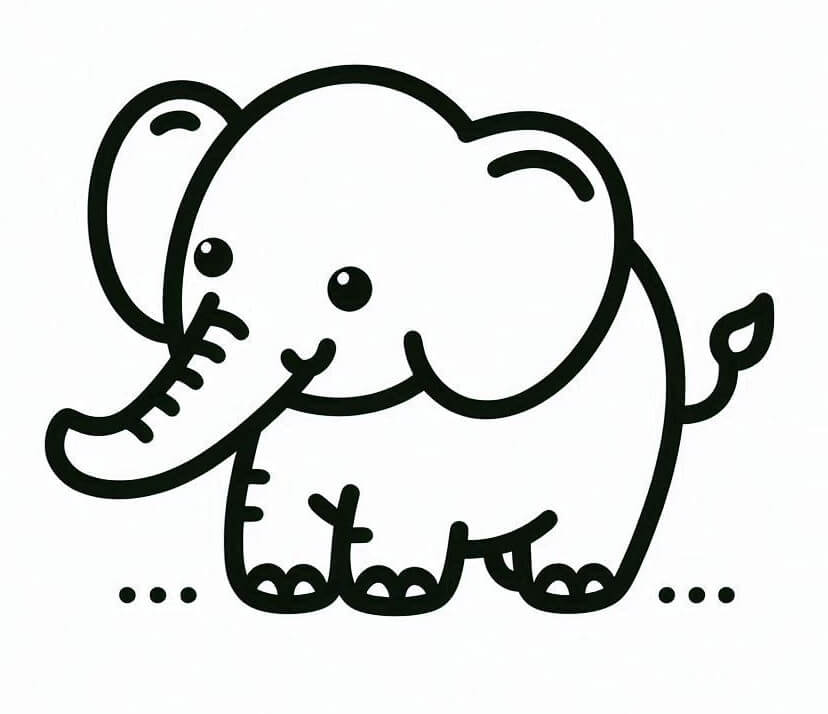 Elefante per Bambini di 6 Anni da colorare