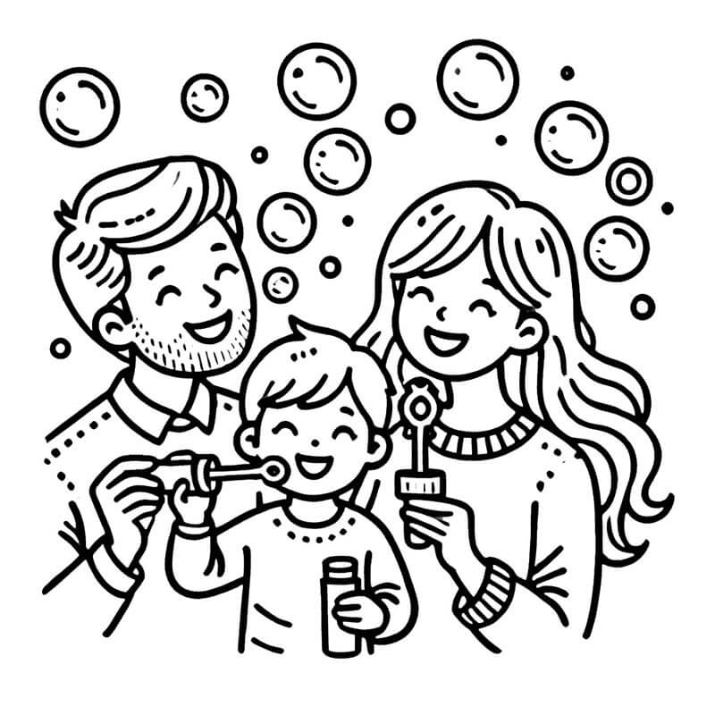 Famiglia Stampabile per Bambini da colorare