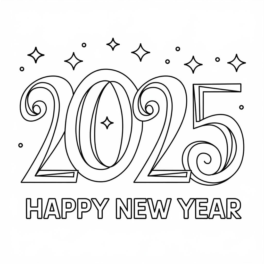 Felice Anno Nuovo 2025 (17) da colorare