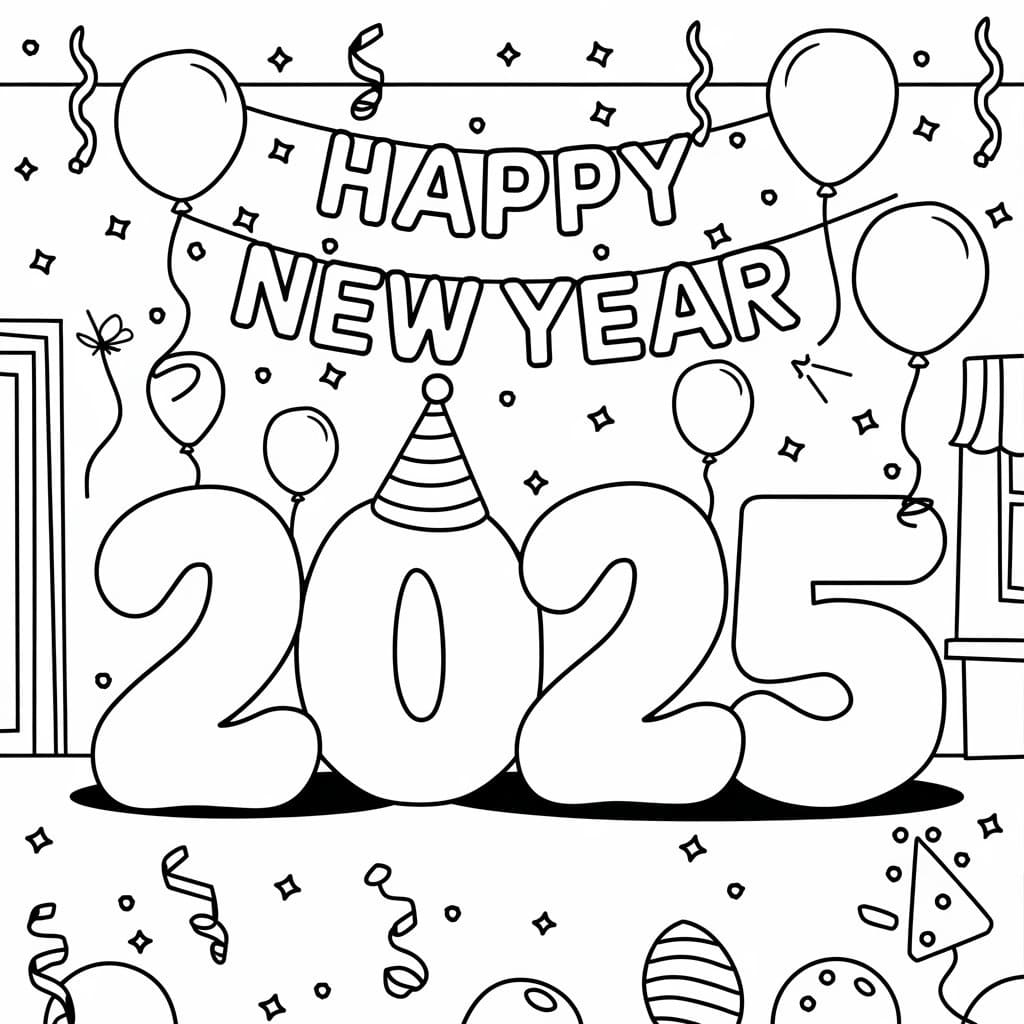 Felice Anno Nuovo 2025 (18) da colorare