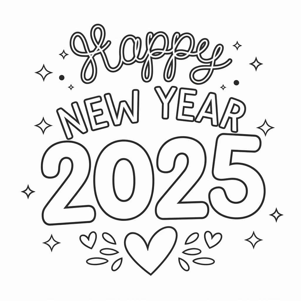 Felice Anno Nuovo 2025 (2) da colorare